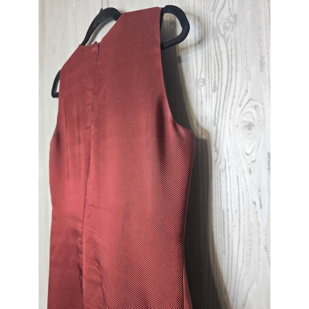 REED KRAKOFF Asymmetrical Leather Panel Silk Lined Dress Burgundy Size 8 - Picture 5 of 8